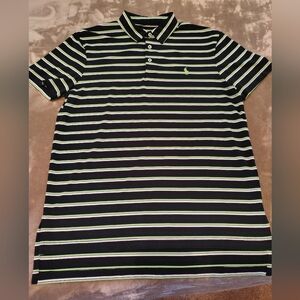 Polo by Ralph Lauren Men's Black and Green Striped Shirt